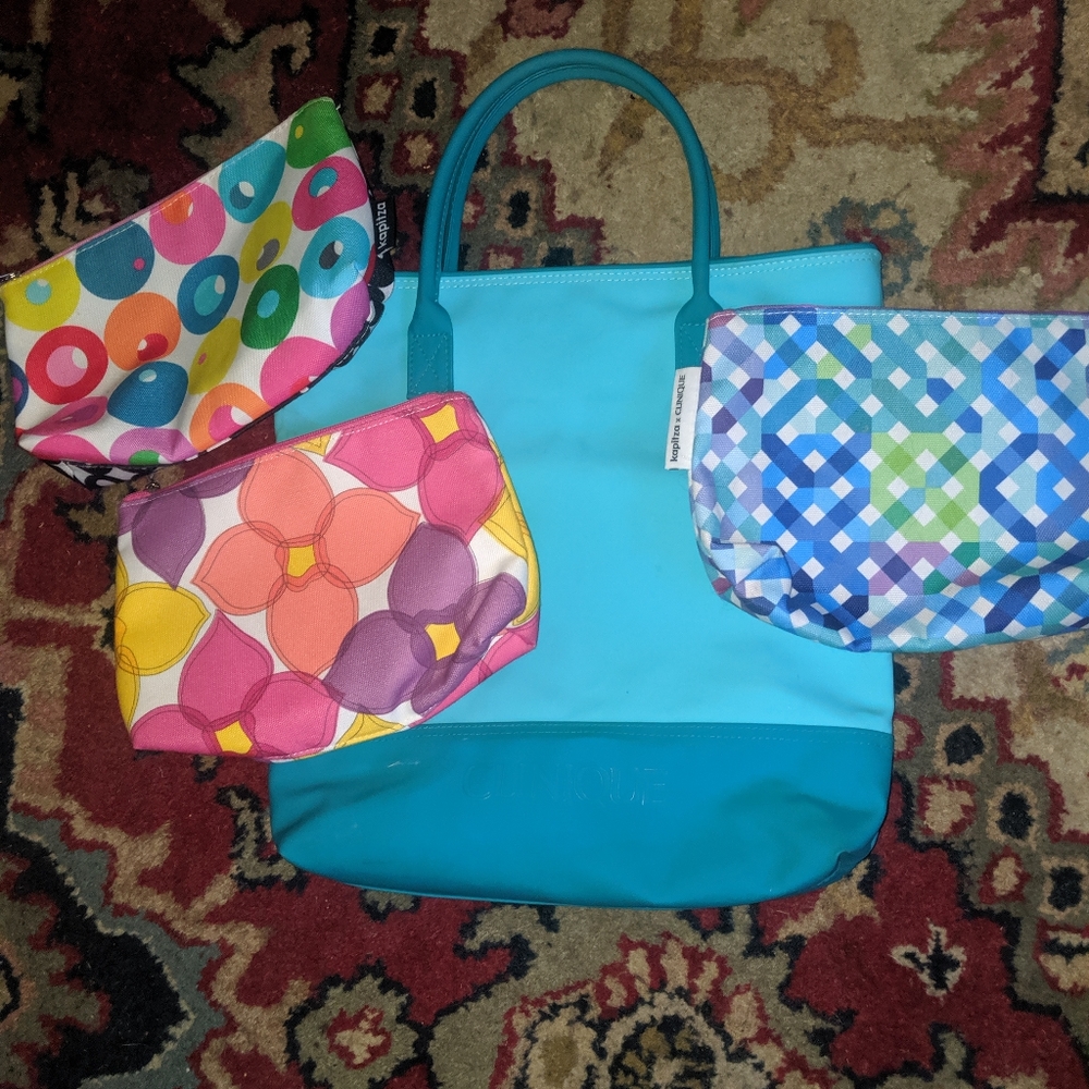 Clinique bag and 3 make up bags